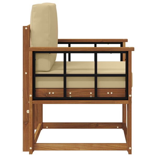 vidaXL Sof&aacute; de exterior Madera de Acacia S&oacute;lida y Poli&eacute;ster Natural