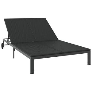 vidaXL Tumbona 2-persona Negro 60 x 200 x 27cm rat&aacute;n sint&eacute;tico