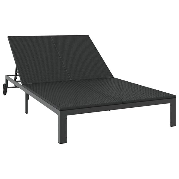 vidaXL Tumbona 2-persona Negro 60 x 200 x 27cm rat&aacute;n sint&eacute;tico