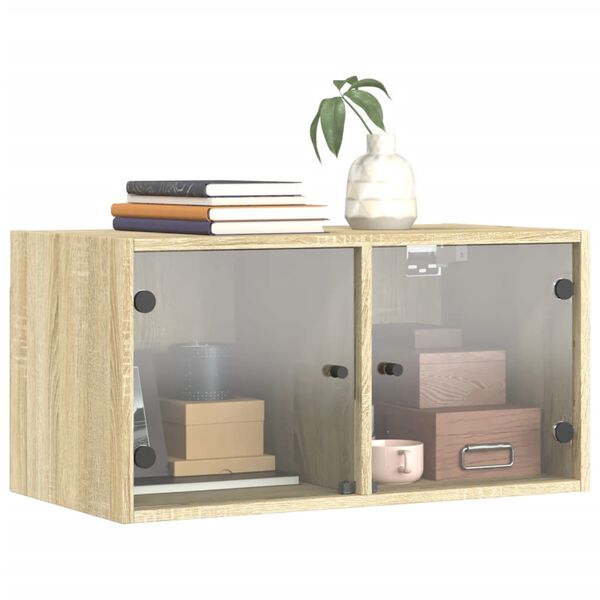 vidaXL Mueble de pared puertas de vidrio roble Sonoma 68,5x37x35 cm