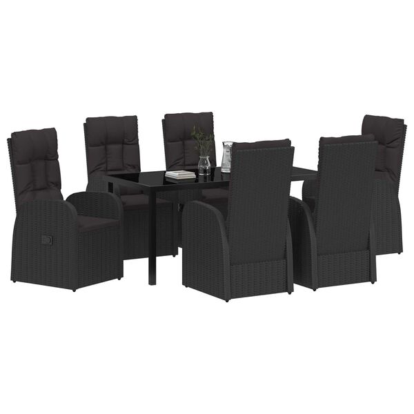 vidaXL Conjunto de Comedor de Jard&iacute;n 7 pcs Negro rat&aacute;n sint&eacute;tico