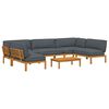vidaXL Juego de Sof&aacute; con coj&iacute;n 6 pcs Antracita Madera de Acacia S&oacute;lida
