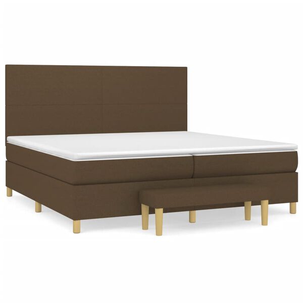 vidaXL Cama box spring con colch&oacute;n tela marr&oacute;n oscuro 200x200 cm