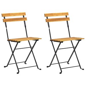 vidaXL Sillas plegables (2 unidades) de acero y madera maciza de acacia.