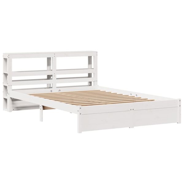 vidaXL Estructura de cama con cabecero madera pino blanco 135x190 cm