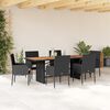 vidaXL Set de comedor de jard&iacute;n 7 pzas y cojines rat&aacute;n sint&eacute;tico negro