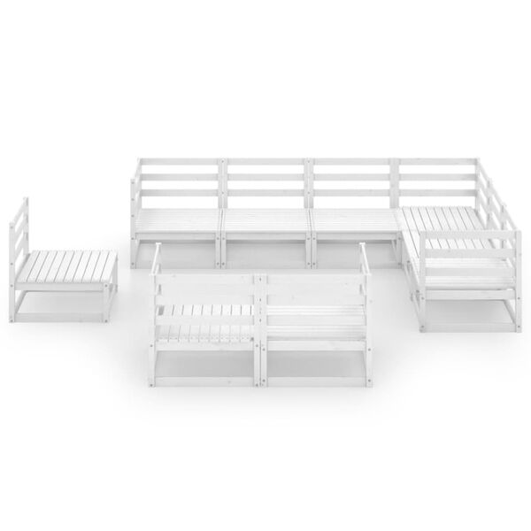 vidaXL Set de sal&oacute;n de jard&iacute;n de 10 piezas blanco madera maciza pino