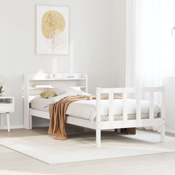 vidaXL Estructura de cama sin colchón madera de pino blanca 90x200 cm