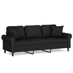 vidaXL Sof&aacute; de 3 plazas con cojines terciopelo negro 180 cm