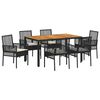 vidaXL Conjunto de Comedor de Jard&iacute;n 7 uds. Negro rat&aacute;n sint&eacute;tico