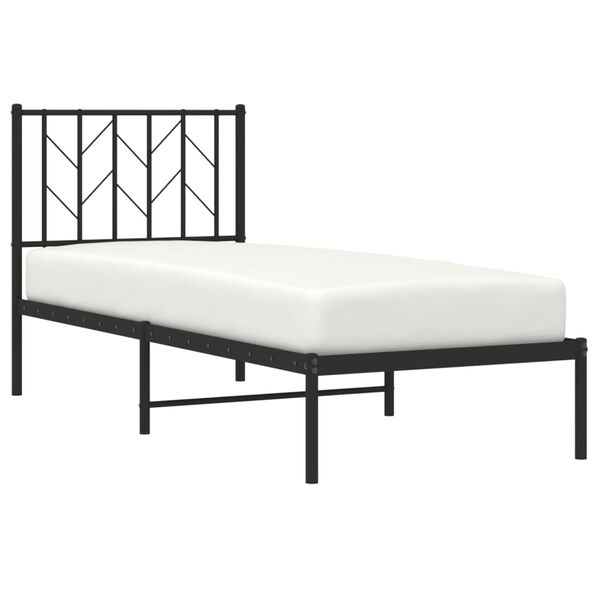vidaXL Estructura cama sin colchón con cabecero metal negro 75x190 cm