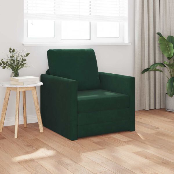 vidaXL Sof&aacute; cama 60cm Verde oscuro Terciopelo