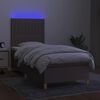 vidaXL Cama box spring colchón y luces LED tela gris taupe 90x200 cm