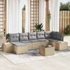vidaXL Conjunto de sof&aacute; de jard&iacute;n 8 pcs Beige rat&aacute;n sint&eacute;tico