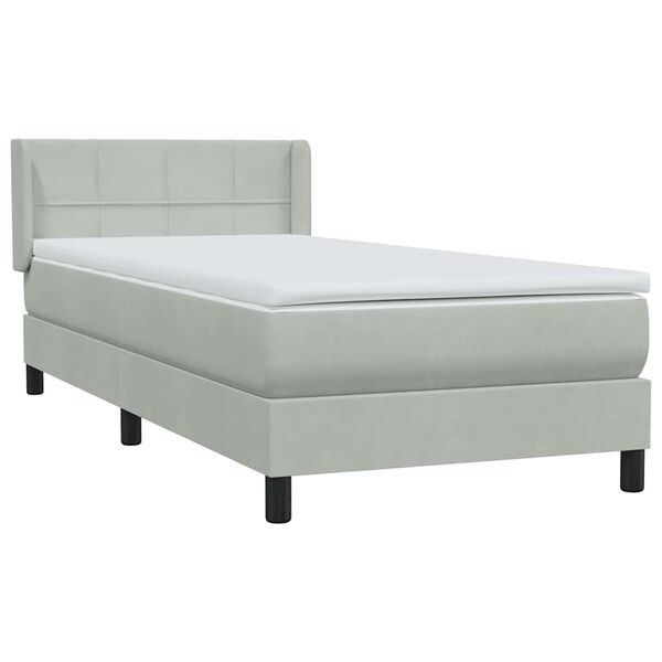 vidaXL Cama box spring con colch&oacute;n terciopelo gris claro 90x220 cm
