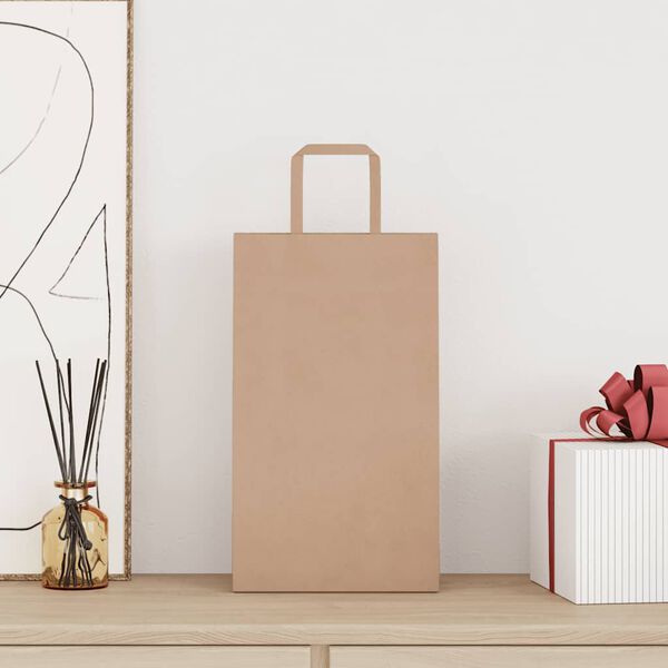 vidaXL Bolsas de papel con asas 250 uds marr&oacute;n 21x11x36 cm