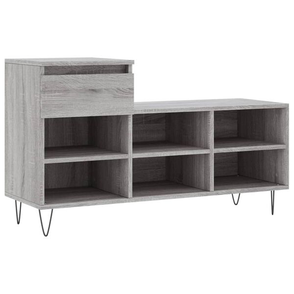vidaXL Mueble zapatero madera contrachapada gris Sonoma 102x36x60 cm