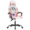 vidaXL Silla gaming giratoria cuero sintético blanco y rosa