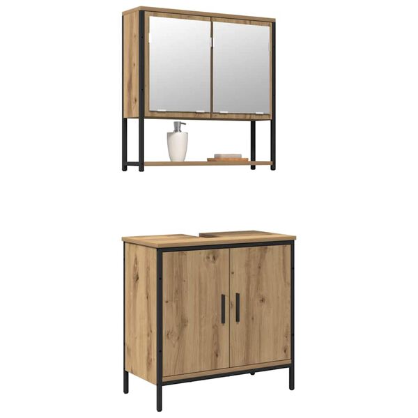 vidaXL Juego de muebles de ba&ntilde;o 2 pcs Marr&oacute;n Madera contrachapada