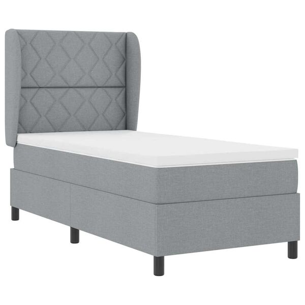 vidaXL Cama tipo Box Spring con colch&oacute;n Gris claro 100 x 200 cm tela