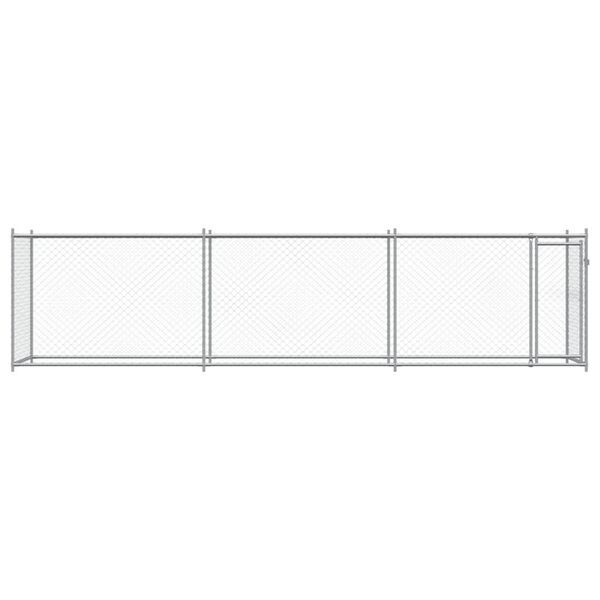 vidaXL Jaula de perros con puerta acero galvanizado gris 6x2x1,5 m