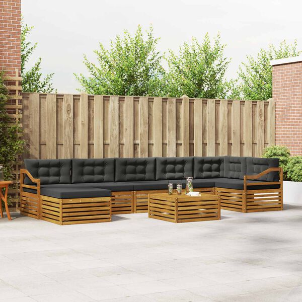 vidaXL Conjunto de sof&aacute;s de exterior 8 pcs Natural y Antracita