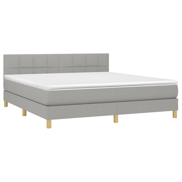 vidaXL Cama box spring con colch&oacute;n tela y LED gris claro 180x200 cm