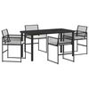 vidaXL Conjunto de Comedor de Jard&iacute;n 5 uds. Negro rat&aacute;n sint&eacute;tico