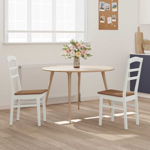 vidaXL Silla de comedor 2 pcs y Natural Madera de Caucho S&oacute;lido