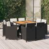 vidaXL Set de comedor de jard&iacute;n 9 pzas y cojines rat&aacute;n sint&eacute;tico negro