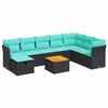 vidaXL Set de sof&aacute;s de jard&iacute;n con cojines 9 pzas rat&aacute;n sint&eacute;tico negro