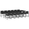 vidaXL Set comedor de jard&iacute;n con cojines 13 pzas rat&aacute;n sint&eacute;tico negro