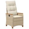 vidaXL Silla de jard&iacute;n reclinable Beige y Crema 64 x 57,5 x 112 cm
