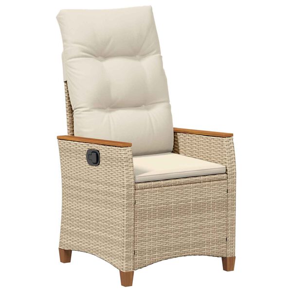 vidaXL Silla de jard&iacute;n reclinable Beige y Crema 64 x 57,5 x 112 cm