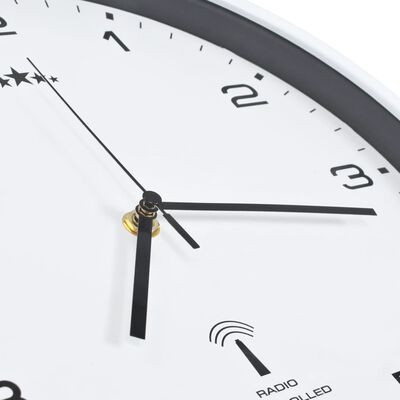 vidaXL Reloj de pared radiocontrol movimiento de cuarzo 31 cm blanco