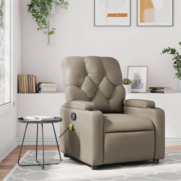 vidaXL Sill&oacute;n de masaje reclinable cuero sint&eacute;tico color capuchino