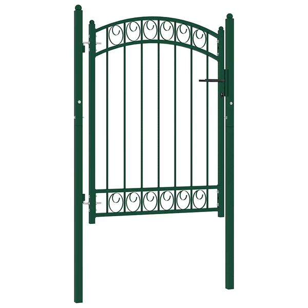 vidaXL Puerta de valla Emmen con arco superior de acero 100x98,5 cm verde