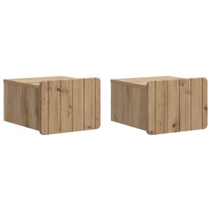 vidaXL Mesita de Noche de Pared con caj&oacute;n 2 pcs Roble Artesanal