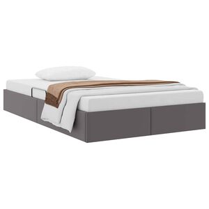 vidaXL Cama con almacenamiento Gris 120 x 190 cm Cuero sint&eacute;tico