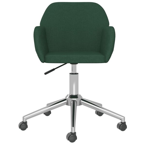 vidaXL Silla de oficina giratoria de tela verde oscuro