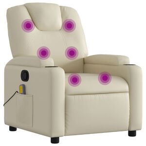 vidaXL Sill&oacute;n reclinable de masaje de piel sint&eacute;tica color crema