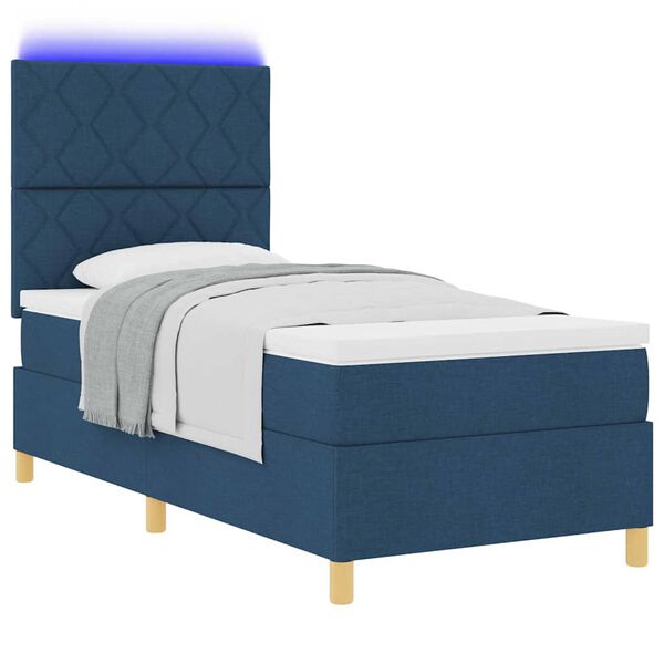 vidaXL Cama tipo Box Spring con colch&oacute;n Azul 90 x 190 cm tela