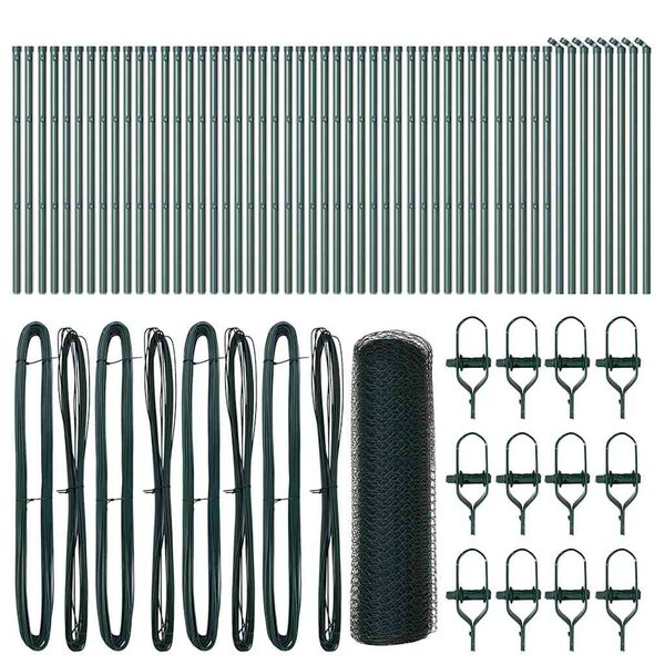 vidaXL Poste de Valla Verde 100 x 0,4 m (malla de 13 mm) Acero y PVC