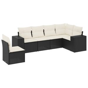 vidaXL Set de sof&aacute;s de jard&iacute;n 6 piezas y cojines rat&aacute;n sint&eacute;tico negro