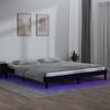 vidaXL Estructura de cama con LED madera maciza negra 160x200 cm