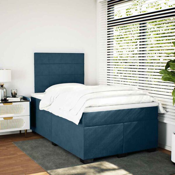 vidaXL Cama box spring con colch&oacute;n terciopelo azul 120x190 cm