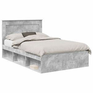 vidaXL Estructura de cama con caj&oacute;n Liso Gris concreto 135 x 190 cm