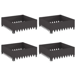 vidaXL Borde de C&eacute;sped 4 uds. 60 x 60 x 20 cm Acero Negro