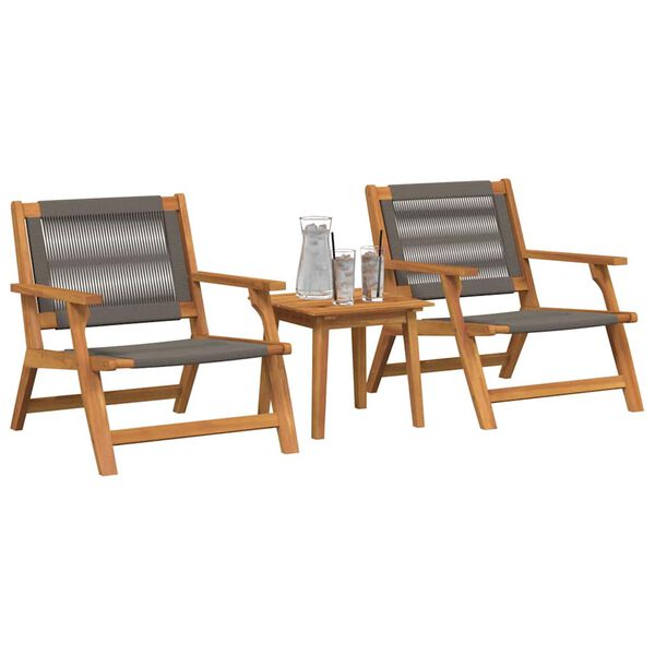 vidaXL Sillas de Jard&iacute;n con Mesa 3 pcs Gris Madera de Acacia S&oacute;lida