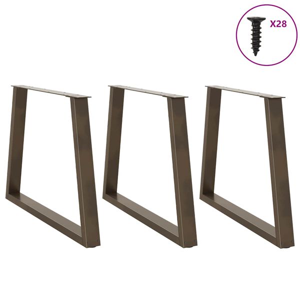 vidaXL Patas para mesa de comedor en forma de V (3 unidades, acero natural, 90 x 72-73,3 cm)